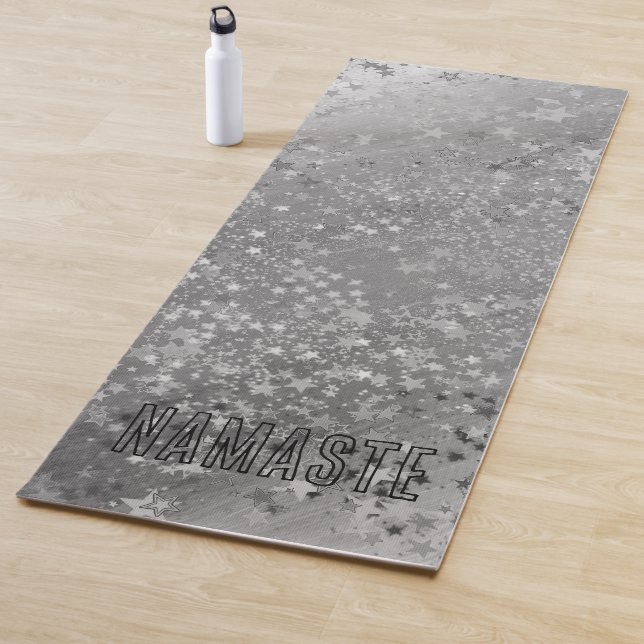 Whimsical  Silver Stars Glitter  Personalized Yoga Mat (In Situ)