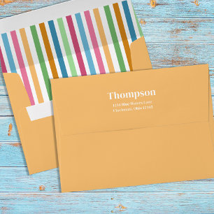 Whimsical Simple Colourful Stripes Return Address Envelope