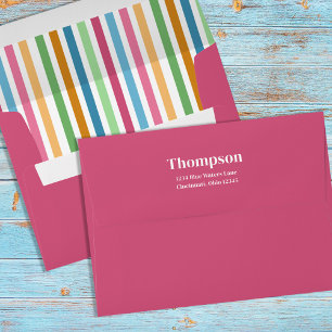 Whimsical Simple Colourful Stripes Return Address Envelope