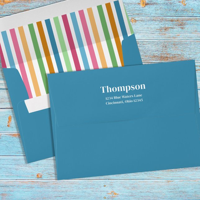 Whimsical Simple Colourful Stripes Return Address  Envelope (Creator Uploaded)