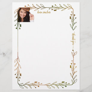 Whimsical Simple Fall Berry Vine with Your Photo   Letterhead