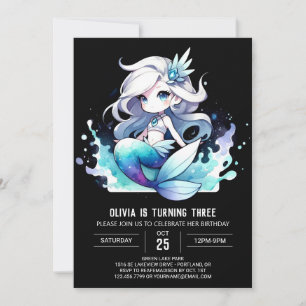 Whimsical Simple Mermaid Birthday Invitation