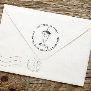 Whimsical Simple Return Address Ice Cream Sundae  Self-inking Stamp