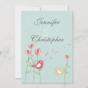 Whimsical Singing Birds with Flowers Invitation