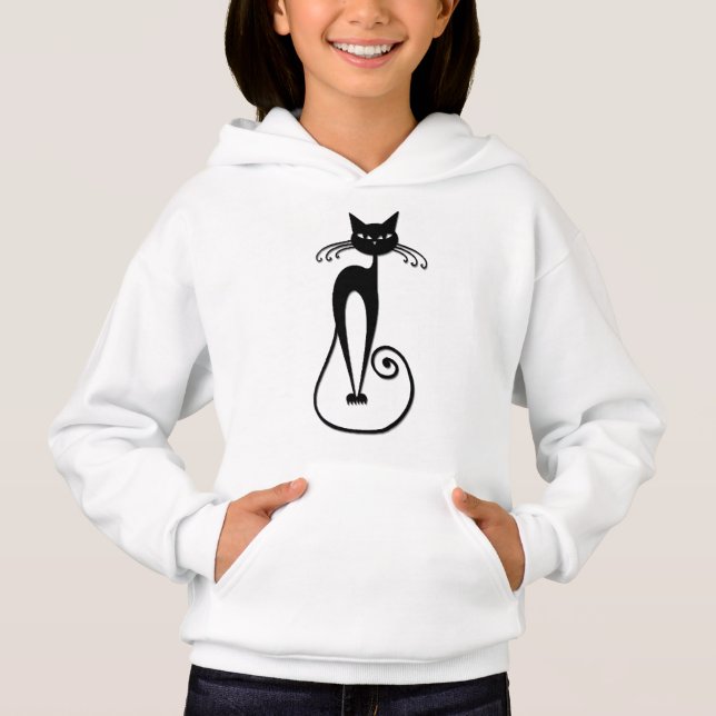 Whimsical Skinny Black Cat (Front)