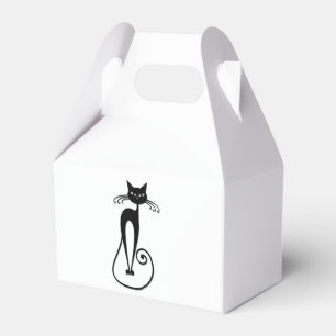 Whimsical Skinny Black Cat Favor Box