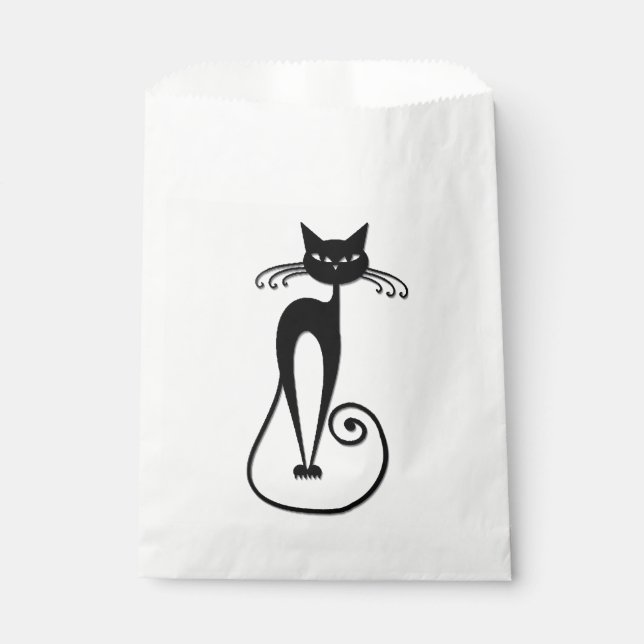 Whimsical Skinny Black Cat Favour Bag (Front)