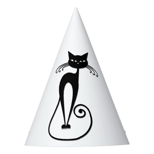 Whimsical Skinny Black Cat Party Hat (Front)