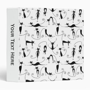 Whimsical Skinny Black Cat Pattern Binder