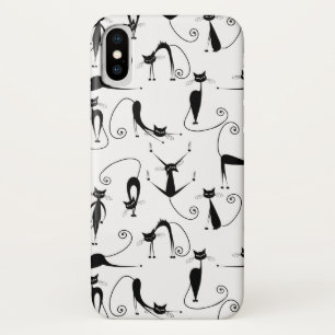 Whimsical Skinny Black Cat Pattern Case-Mate iPhone Case