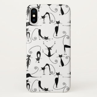 Whimsical Skinny Black Cat Pattern Case-Mate iPhone Case
