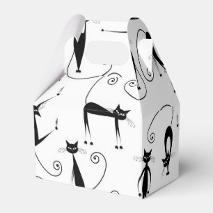 Whimsical Skinny Black Cat Pattern Favor Box