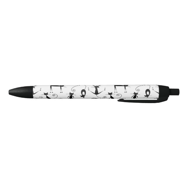 Whimsical Skinny Black Cat Pattern Ink Pen (Bottom)