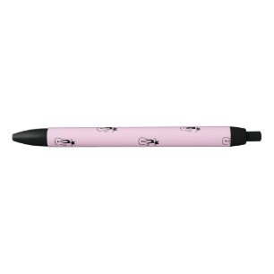 Whimsical Skinny Black Cat Pink Black Ink Pen