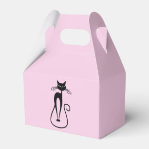 Whimsical Skinny Black Cat Pink Favor Box