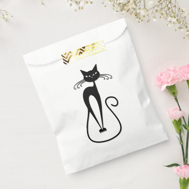 Whimsical Skinny Black Cat Pink Favour Bag (Sealed)