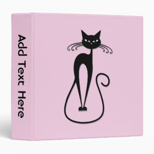 Whimsical Skinny Black Cat Pink Personal Binder