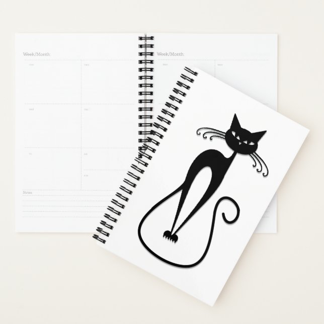Whimsical Skinny Black Cat Planner (Display)