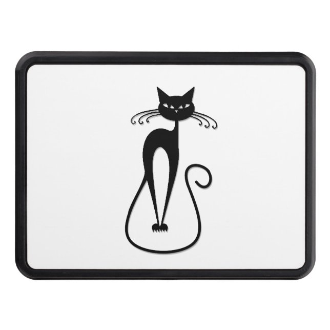 Whimsical Skinny Black Cat Trailer Hitch Cover (Front)