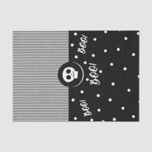 Whimsical Skull Black & White Polka Dots & Stripes Tissue Paper