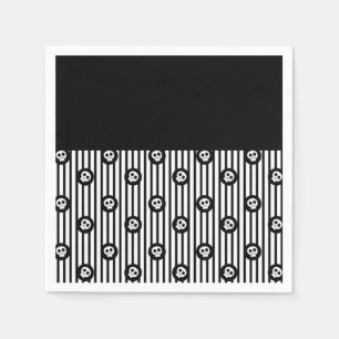 Whimsical Skull Black & White Skulls Halloween Napkin