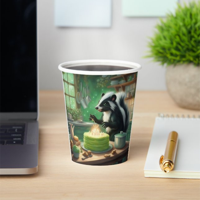 Whimsical Skunk lights candles on Cake Paper Cups (Insitu)