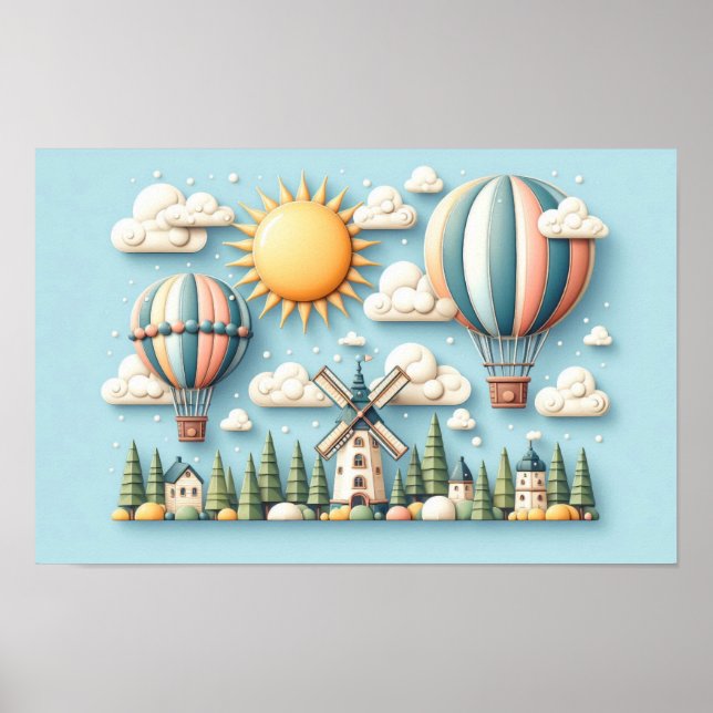 Whimsical Sky Journey Poster (Front)