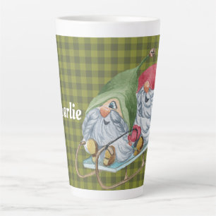 Whimsical Sledding Gnomes Personalized Coffee Mug