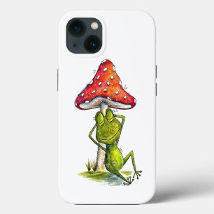 Whimsical Sleeping Frog Under a Mushroom iPhone 13 Case