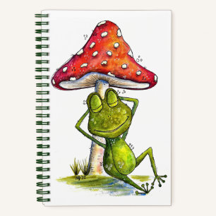 Whimsical Sleeping Frog Under a Mushroom Notebook