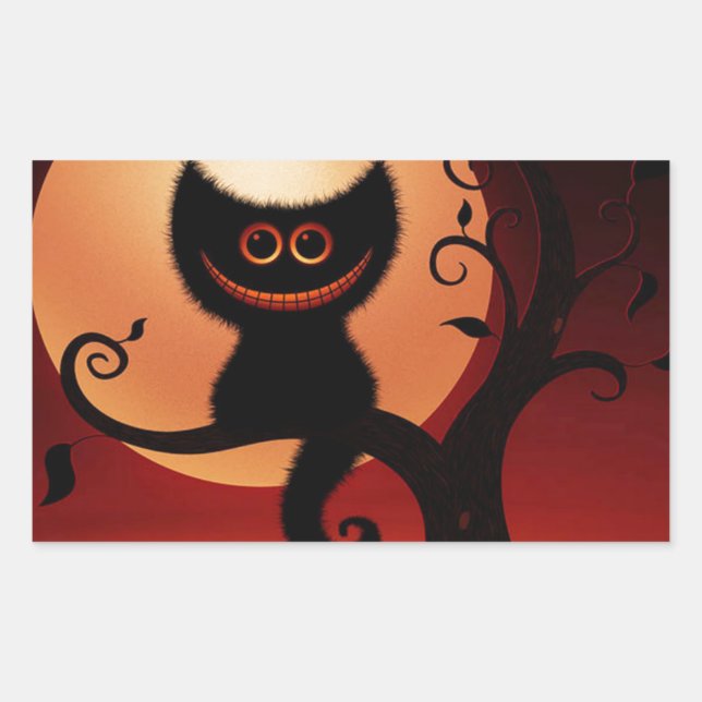 Whimsical Smiling Black Cat Sticker (Front)