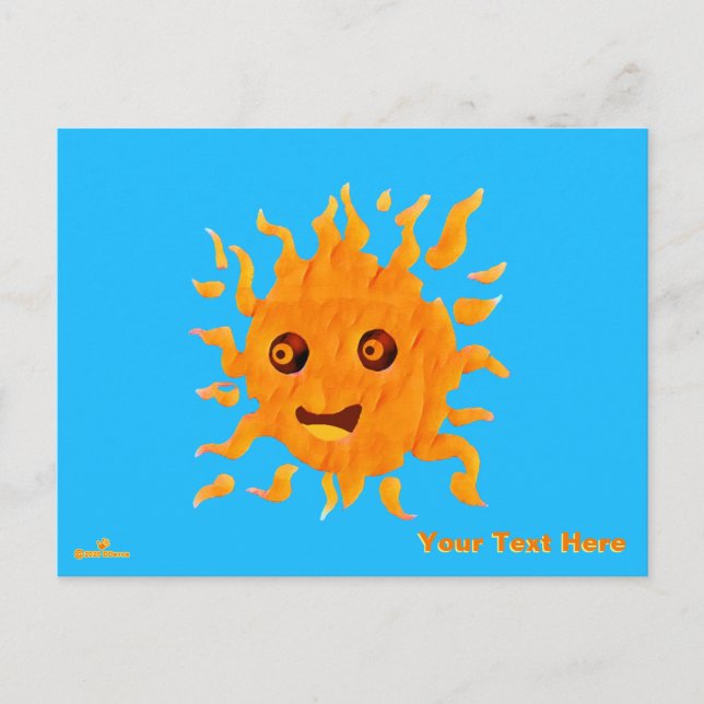 Whimsical Smiling Sun Holiday Postcard (Front)