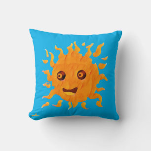 Whimsical Smiling Sun Throw Pillow