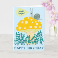 Whimsical Snail on Magical Mushroom CUSTOM Bday
