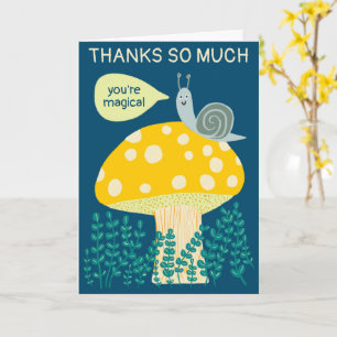 Whimsical Snail on Magical Mushroom CUSTOM Thanks Card