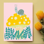 Whimsical Snail on Magical Mushroom Cute Postcard<br><div class="desc">Customizable card,  Add your own text to the back or front of the card.
Check my shop for more designs or let me know if you'd like something custom.</div>