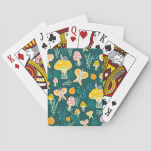 Whimsical Snail on Magical Mushroom Playing Cards