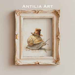 Whimsical Snail Painting Slug Gastropod Mollusc Poster