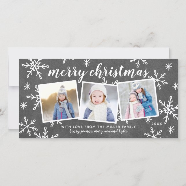 Whimsical Snapshot Merry Christmas Holiday Photo (Front)