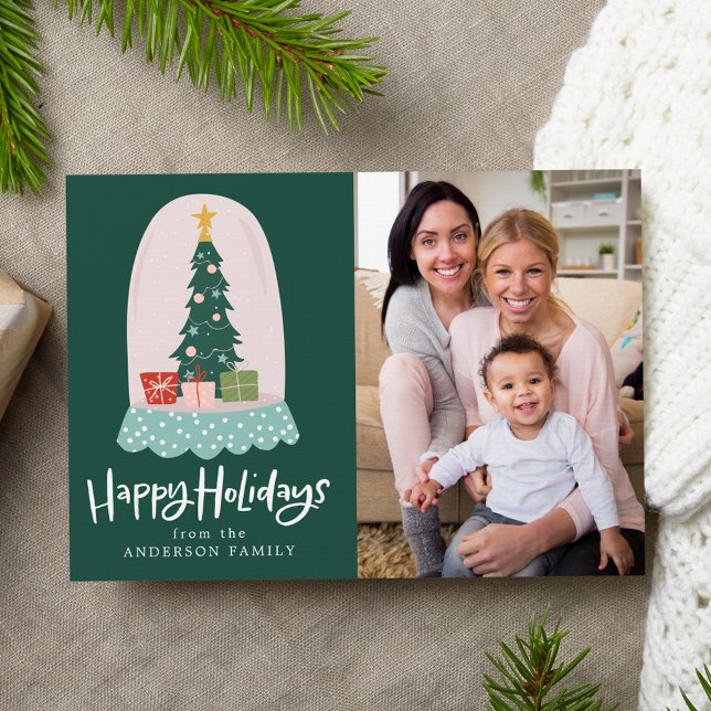 Whimsical Snow Globe Photo Holiday Card (Creator Uploaded)