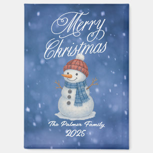 Whimsical Snow Man Merry Christmas Magnet
