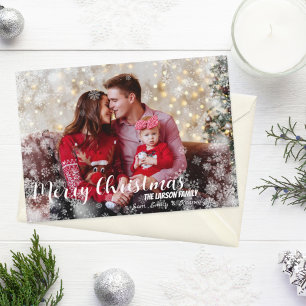 Whimsical Snowflake Frame Christmas Photo Card