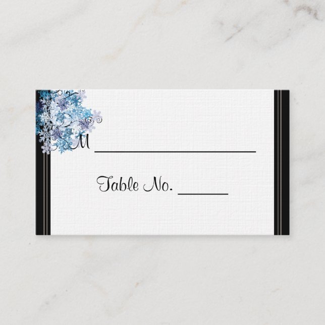 Whimsical Snowflake Tree Posh Wedding Place Cards (Front)