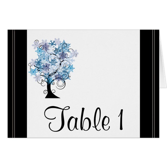Whimsical Snowflake Tree Posh Wedding Table Number (Front Horizontal)