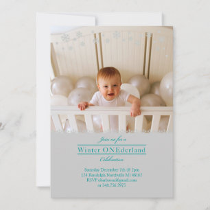 Whimsical Snowflakes Anniversaire Photo Invitation