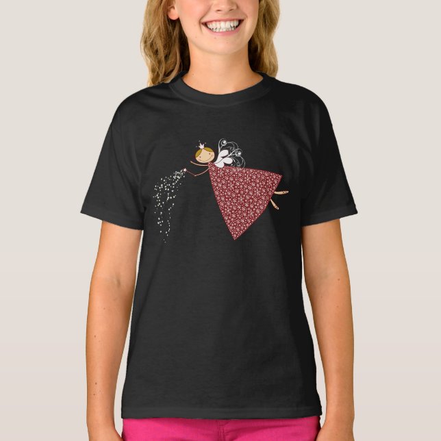 Whimsical Snowflakes Christmas Fairy Angel Holiday T-Shirt (Front)