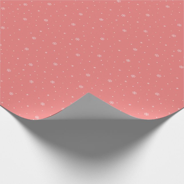 Whimsical Snowflakes Christmas Pattern in Pink Wrapping Paper (Corner)