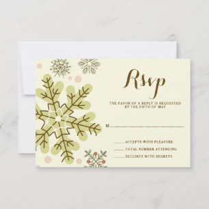 Whimsical Snowflakes Wedding RSVP Card