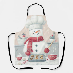 Whimsical Snowman Christmas Apron – Holiday Baking