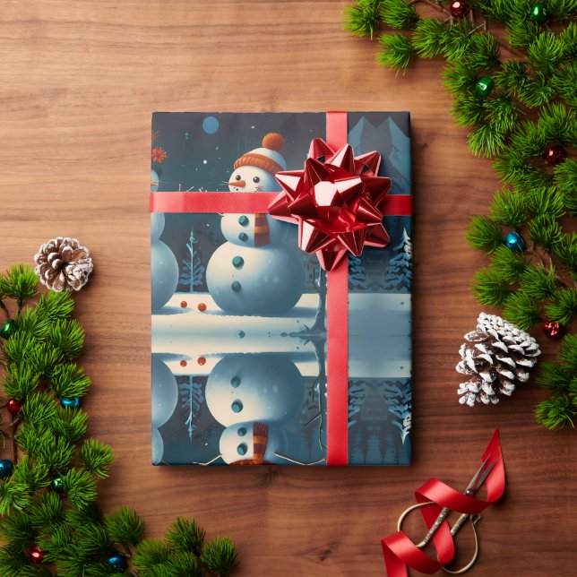 Whimsical Snowman Christmas Artwork Wrapping Paper (Holiday Gift)